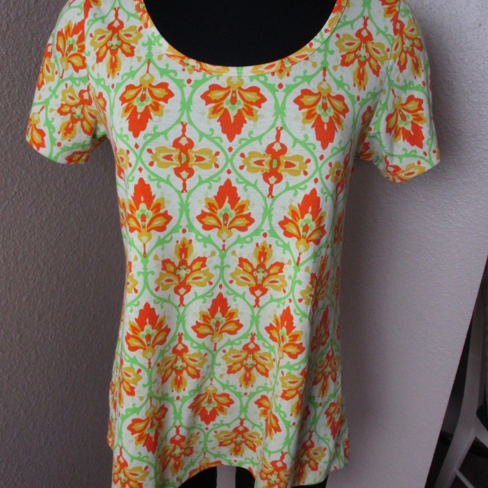Lularoe Classic T Floral Top Yellow Orange Size XS